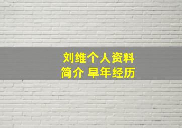 刘维个人资料简介 早年经历